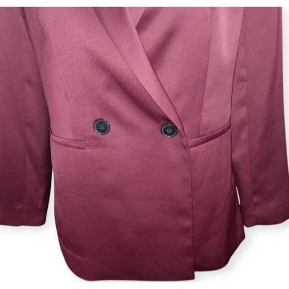 HALOGEN BURGUNDY SATIN BLAZER SZ.XS EUC. - Picture 4 of 8